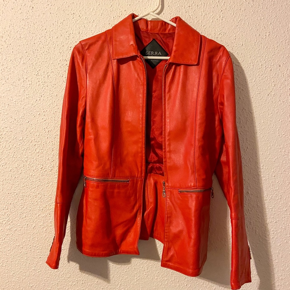 SOLD // Vintage red leather jacket - Picture 1 of 2